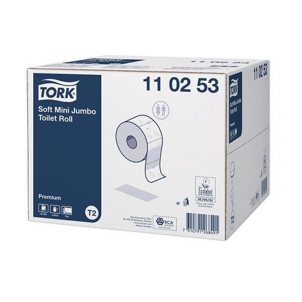 Hartie igienica rola Tork Soft Mini Jumbo 110253 T2, 2 straturi, 170 m rola, 12 role/bax