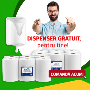 Dozator hartie cu derulare centrala GRATUIT + 2 baxuri role hartie