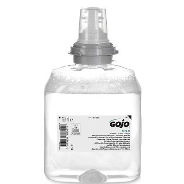 Sapun spuma GOJO Mild, 5665 TFX , pentru utilizare frecventa, fara miros, fara parfum, hidrateaza si catifeleaza pielea, rezerva 1200 ml