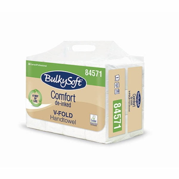 Prosoape de hartie V reciclate, BULKYSOFT COMFORT EASYBAG, 2 straturi, 21x240, 250 servetele/pachet ,12 pachete/bax