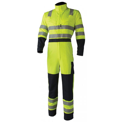 Combinezon multi-risk Thor, cu protectie antistatica & ignifuga & antichimica, HI-VIZ-galben, cu benzi reflectorizante