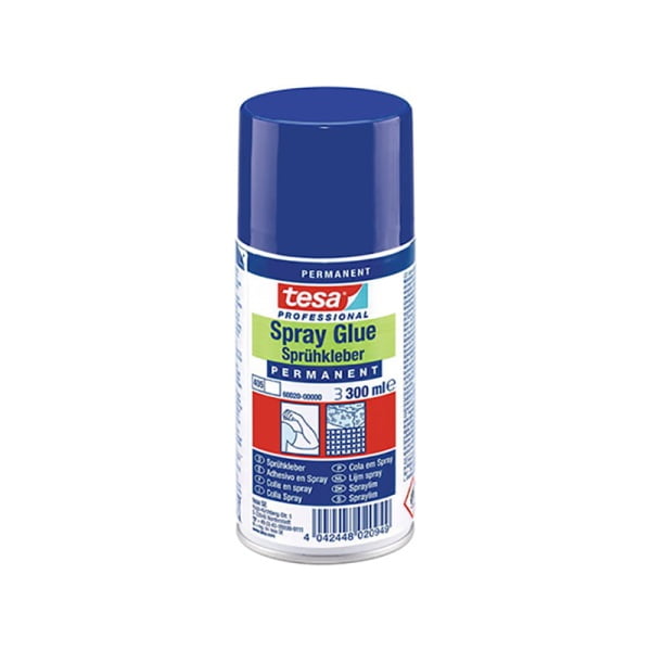 Spray adeziv permanent, 300 ml tesa® Spray Glue Permanent, pentru materiale cu greutate mică spre medie si suprafete mari si usor neregulate