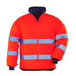 CG7ROPO_Haina de lucru pentru iarna, HI-VIZ, 4 in 1, reflectorizanta, multifunctionala, impermeabila, ROADWAY 4IN1, portocaliu-albastru inchis, jacheta detasabila, geaca de iarna si vesta_geaca_fata