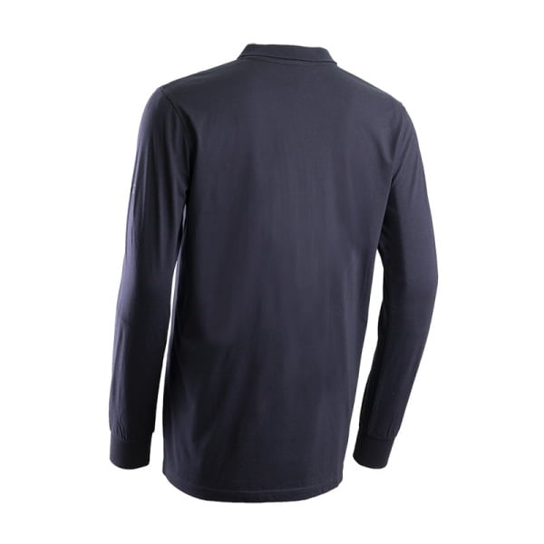 Tricou Polo ignifug, antistatic, cu maneca lunga, albastru inchis, 60% modacrilic, 39% bumbac, 1% fibre antistatice, 180 g/m², UPF50, EN ISO 11612:2015, EN1149-5:2018