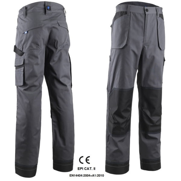 Pantaloni de lucru, talie, Escala, gri, material rezistent Ripstop, spate inaltat, genunchi preformati, tiv suplimetar 5cm, intarituri Oxford 600D, buzunare multiple