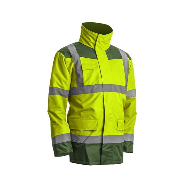 Haina de lucru pentru iarna, multifunctionala, HI-VIZ, 4 in 1, reflectorizanta, impermeabila, Kanata, galben/verde, cu maneci si gluga detasabile