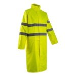 CG5KWC160_Pelerina lunga Hi-Viz, impermeabila, pentru ploaie si vant, Kawa, galben, cu benzi reflectorizante, lungime 120 cm, EN 20471:3, EN 343: 4.4_fata