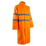 CG5KWC170_Pelerina lunga Hi-Viz, impermeabila, pentru ploaie si vant, Kawa, portocaliu, cu benzi reflectorizante, lungime 120 cm, EN 20471:3, EN 343: 4.4_fata