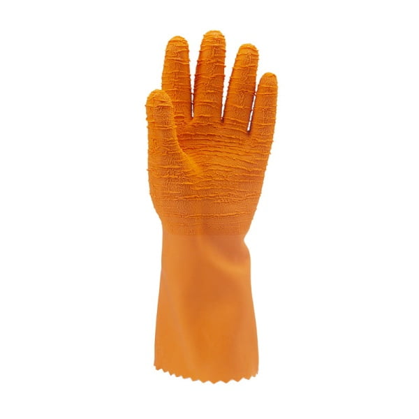 Manusi de protectie chimica, din latex, portocaliu, EUROCHEM L3820, 34 cm,  imersate suplimentar pe palma pentru aderenta mai buna, protectie impotriva microorganismelor, Coverguard