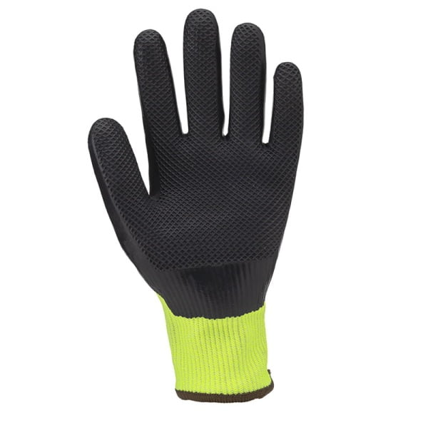 Manusi de protectie Hi-VIZ, cu rezistenta la taiere D, Eurocut Strong L440, galben fluorescent, imersie de latex, aderenta in mediu uscat, umed, flexibile, forma ergonomica