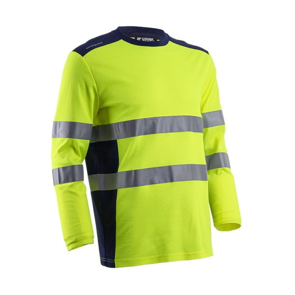 Tricou cu maneca lunga hi-Viz, protectie UV, Rikka, galben Hv-albastru inchis, cu tratament anti-UV - UPF35+, cu benzi reflectorizante, Coverguard