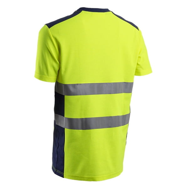 Tricou cu maneca scurta Hi-Viz, protectie UV, Nekki, galben Hv-albastru inchis, cu tratament anti-UV – UPF35+, benzi reflectorizante, Coverguard