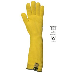 gan4659_Manusi de protectie KEVLAR, galbene, tricotate, 45 cm, rezistente la taiere D si termic pana la 350°C, marime unica 10