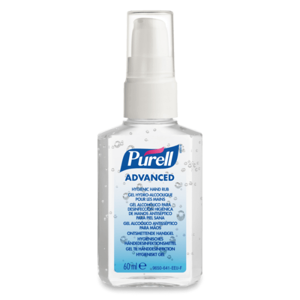 Gel pentru dezinfectarea igienică a mâinilor PURELL Advanced, flacon portabil cu pompiță 60mL