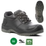 CG9FREL_Pantofi de protectie S3, SRC, Freedite, din piele integrala neagra, cu bombeu si lamela din compozit, insertie reflectorizanta pe calcai, Coverguard_princ