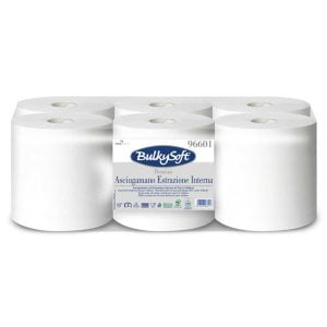 Rola-prosop-cu-derulare-centrala,-2-straturi,-alb,-celuloza-100%,-150-m,-396-portii,-certificata-Food-Contact,-Ecolabel,-Bulkysoft-96601