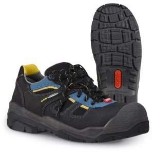 Pantofi din piele acoperită cu pu, material textil,  încălţăminte de protecţie bombeu aluminiu jalas gran premio 1548 route +, protecție s3,src,ci,hro, mărimi 36 – 48, culoare negru,gri,albastru