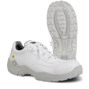 Pantofi din microfibră,  încălţăminte de protecţie bombeu compozit jalas green line 6458 prima white, protecție s3,src, mărimi 36 – 47, culoare alb,gri