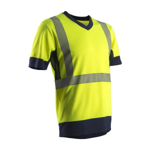 Tricou de lucru Hi-Viz, cu maneca scurta, galbenbleumarin, KOMO, Coverguard, 55% bumbac , 45% poliester