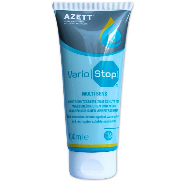 Cremă de protecție înainte de lucru AZETT® Vario | STOP, pentru mâinile care intră în contact cu soluții care se schimbă frecvent, 100 ml