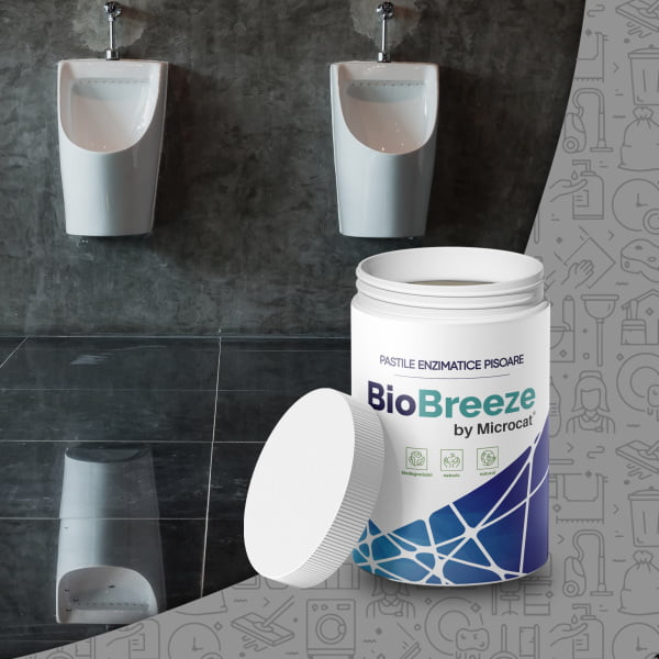 Pastile enzimatice pentru pisoare BIO BREEZE  odorizante, biodegradabile, curata depunerile din pisoare, tevi si fitinguri, 1 kg – 40 de pastile