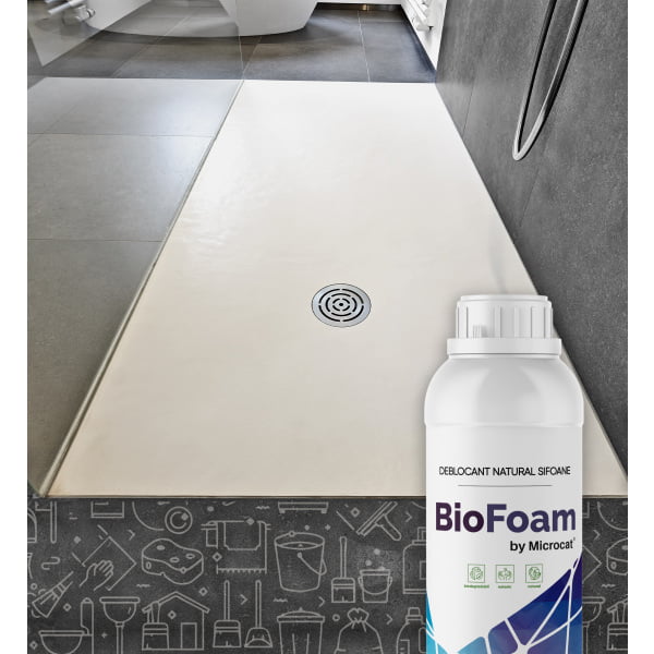 Solutie spumanta pe baza de bacterii si surfactanti BIO FOAM pentru curatarea si deblocarea scurgerilor, 1 litru