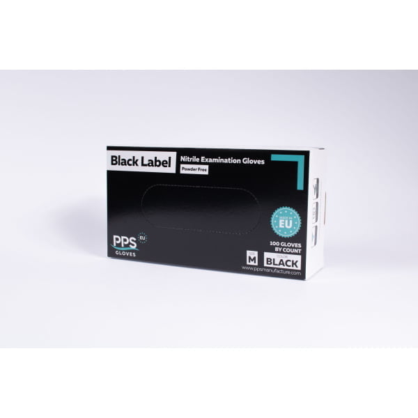 Manusi nitril negre Black Label, nepudrate, 0.07mm, 100 buc / cutie, pentru HoReCa, saloane si domeniul industrial, produse in UE