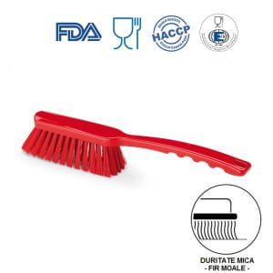 IGEAX1005RS_Perie de mana cu maner mediu, duritate usoara, peri moi, rosie, rezistenta la 121°C,, autoclavare pentru industria alimentara, certificare HACCP, FDA