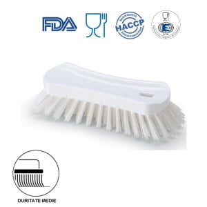 IGEAX_1001WM_Perie de mana, 23 x 10 cm, ergonomica, duritate medie, alba, rezistenta la 121 °C, autoclavare, industria alimentara, HACCP, FDA