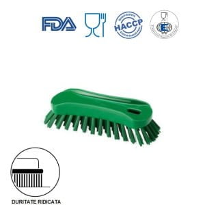 IGEAX_1002GT_Perie de mana, 18 x 6.5 cm, ergonomica, duritate ridicata, verde, la 121 °C, autoclavare, industria alimentara, certificata HACCP, FDA