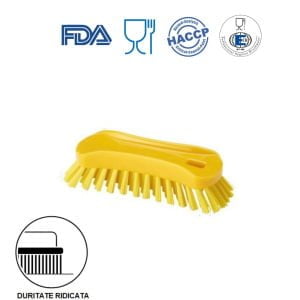 IGEAX_1002YT_Perie de mana, 18 x 6.5 cm, ergonomica, duritate ridicata, galbena, la 121 °C, autoclavare, industria alimentara, certificata HACCP, FDA