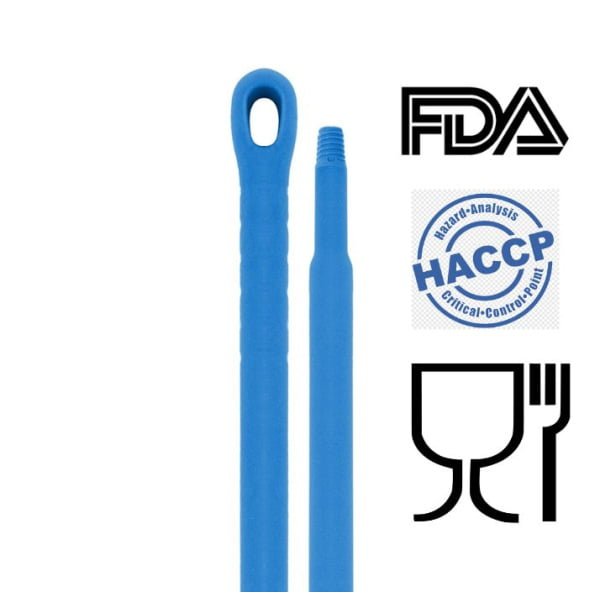 Coada / Maner  150 cm, albastra, pentru matura, perii si racleta IGEAX, din plastic si fibra de sticla, rezistenta la 100 °C, autoclavare 121 °C, pentru industria alimentara, certificata HACCP, FDA