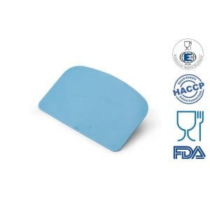 Racleta / Razuitor manual pentru aluat sau creme, 150 mm, IGEAX 1120, albastru,  flexibil,  rezistenta la 80 °C pentru industria alimentara, certificata HACCP, FDA