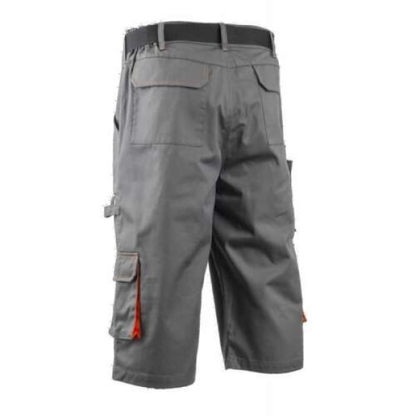 Pantaloni de lucru, tip bermude, Paddock II, gri/portocaliu, sub genunchi, 60% bumbac, 40% poliester - 245g/m², curea integrata, Coverguard