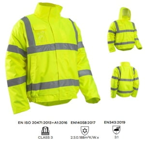 Geaca de iarna impermeabila, Soukou Fluo, Galben, Hi-Viz, benzi reflectorizante, captusita, buzunare multiple, Coverguard