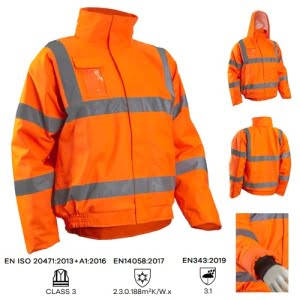 CG5SOU170_Geaca de iarna impermeabila, Soukou Fluo, Portocaliu, Hi-Viz, benzi reflectorizante_1