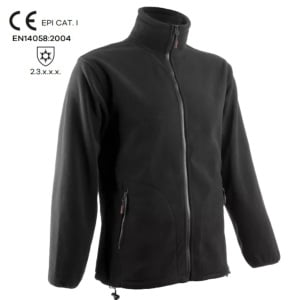 CG5VPON_Pulover Polar, fleece, negru, cu fermoar si buzunare laterale, rezistenta termica si impotriva vantului