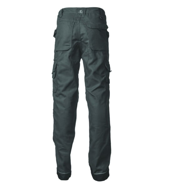 Pantaloni de lucru, talie, SMART, gri, cusaturi triple, buzunare multiple, zone intarite, benzi reflectorizante pe genunchi si glezne, 60% Bumbac, 40% Poliester, 300g/m², Coverguard