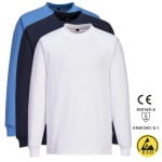 PWAS22_Tricou antistatic, ESD, cu maneca lunga, AS22, 96% bumbac, 4% fibra Carbon, certificat EN 1149 -5, IEC 61340-5-1