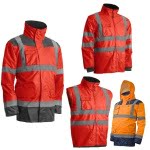 CG7KANA_Haina de lucru pentru iarna, multifunctionala, HI-VIZ, 4 in 1, reflectorizanta, impermeabila, Kanata, rosu_gri inchis (antracit), cu maneci si gluga detasabile_4in1