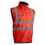 CG7KANA_Haina de lucru pentru iarna, multifunctionala, HI-VIZ, 4 in 1, reflectorizanta, impermeabila, Kanata, rosu_gri inchis (antracit), cu maneci si gluga detasabile_vesta