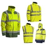 CG7KANG_Haina de lucru pentru iarna, multifunctionala, HI-VIZ, 4 in1, reflectorizanta, impermeabila, Kanata, galben_verde, cu maneci si gluga detasabile_4in1