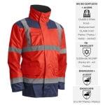 CG7KANR_Haina de lucru pentru iarna, multifunctionala, HI-VIZ, 4 in 1, reflectorizanta, impermeabila, Kanata, rosu_albastru inchis , cu maneci si gluga detasabile_princ