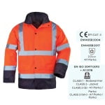 CG7ROPO_Haina de lucru pentru iarna, HI-VIZ, 4 in 1, reflectorizanta, multifunctionala, impermeabila, ROADWAY 4IN1, portocaliu-albastru inchis, jacheta detasabila, geaca de iarna si vesta_princ