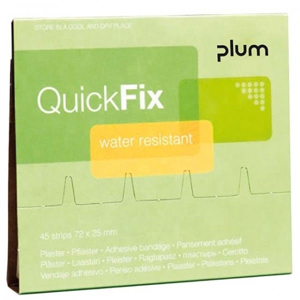 Plasturi impermeabili Plum Quick Fix, 45 buc/set, plasturi din polietilena, potriviti pentru medii de lucru umede, rezerva pentru CGGANPL5501