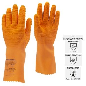 CGMO3820_Manusi de protectie chimica, din latex, portocaliu, EUROCHEM L3820, 34 cm, imersate suplimentar pe palma pentru aderenta, protectie impotriva microorganismelor, Coverguard_1