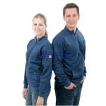 CL6830204_Hanorac ESD cu mâneci lungi și fermoar, albastru inchis, bumbac_fibră CLEANTEX, model unisex, Cleantex_1