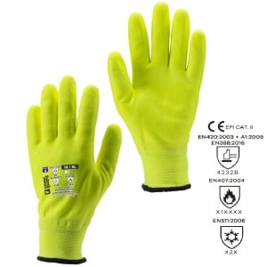 Manusi de protectie termica, EUROWINTER F100, imersate in spuma de nitril, galben Hi-Viz, impermeabile, aderente, protectie impotriva temperaturilor scazute si ridicate maxim 100°C