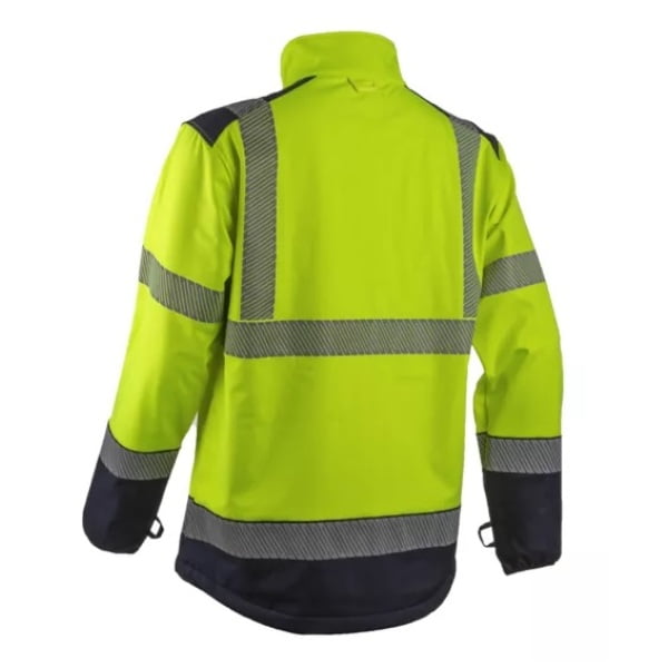 Haina HI-VIZ Softshell KAZAN, galben-albastru inchis, impermeabila 3 000 mm, respirabila, cu dungi reflectorizante, inele pentru atasare geaca de iarna