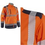 CG5KAS170_Haina HI-VIZ Softshell KAZAN, portocaliu-albastru inchis, impermeabila 3 000 mm, respirabila, cu dungi reflectorizante, inele pentru atasare geaca de iarna_fata2